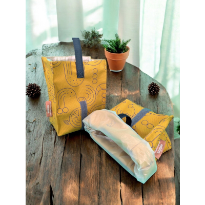 SnackTüüt kurkuma abstrakt indigo