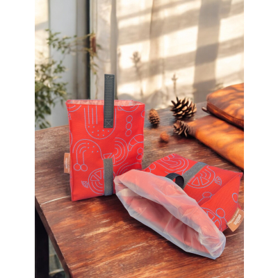 SnackTüüt hellrot abstrakt cyan